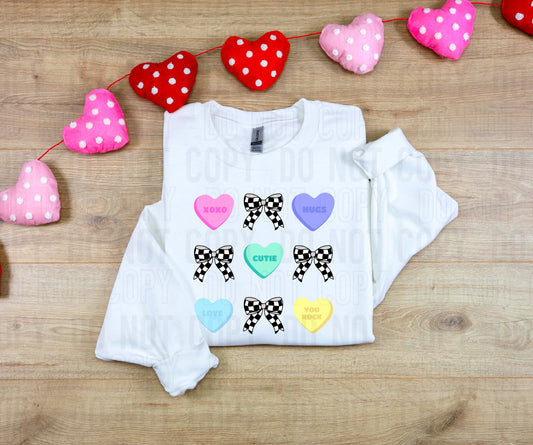 Checker Bow Candy Heart Icons DTF Transfer