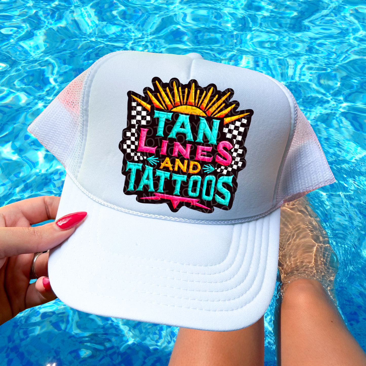 Tan Lines & Tattoos Faux Embroidery Hat Patch DTF Transfer