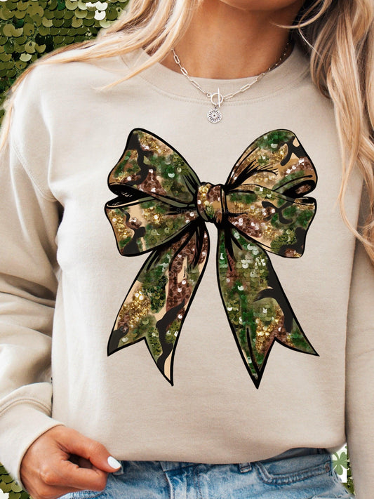 Glittery Camo Bow DTF Transfer