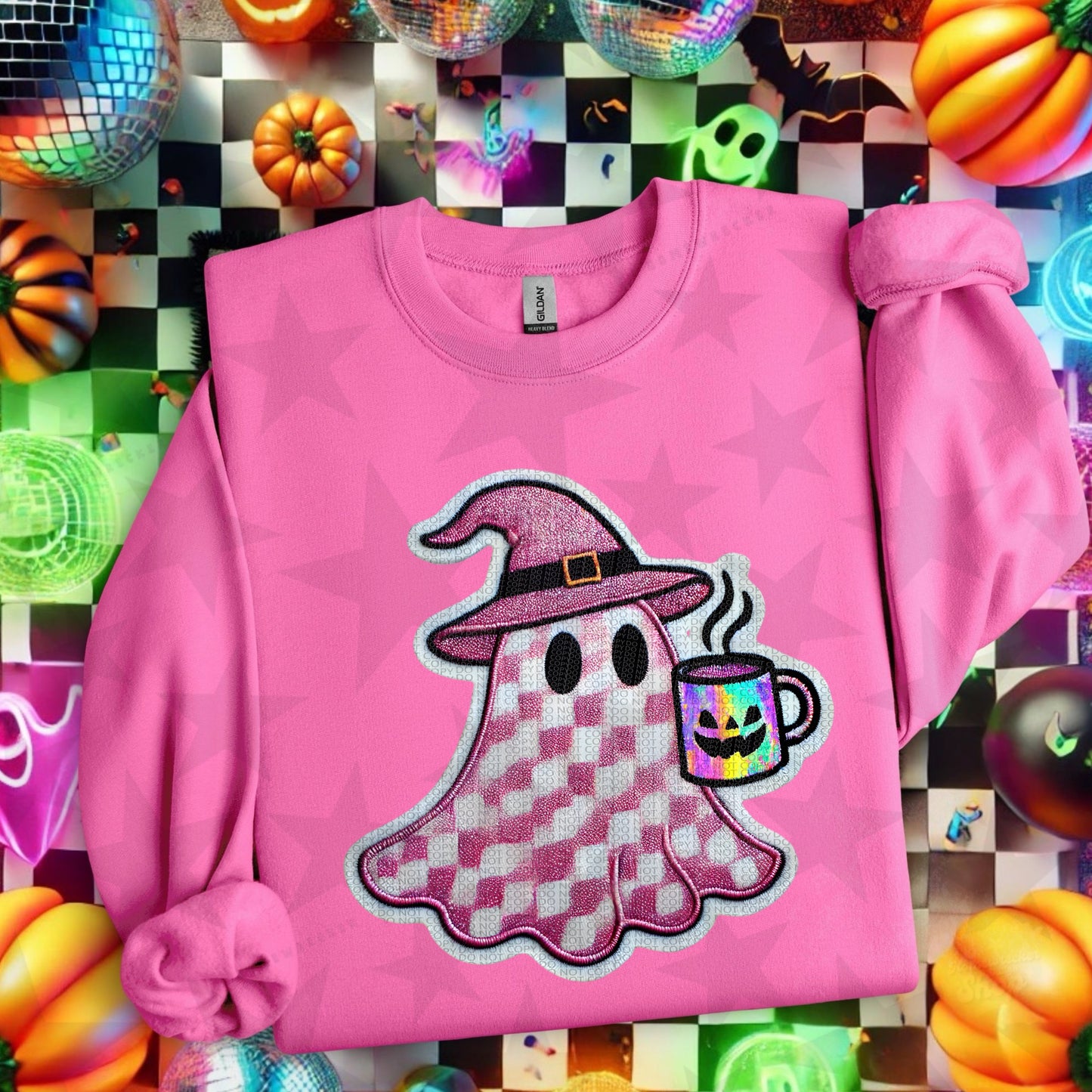 Pink Ghost Witch Hat DTF Transfer