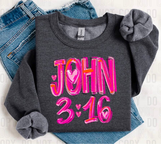 John 3:16 Pink Cheery DTF Transfer