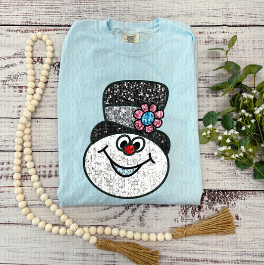 Sequined Snowman Doodle DTF Transfer