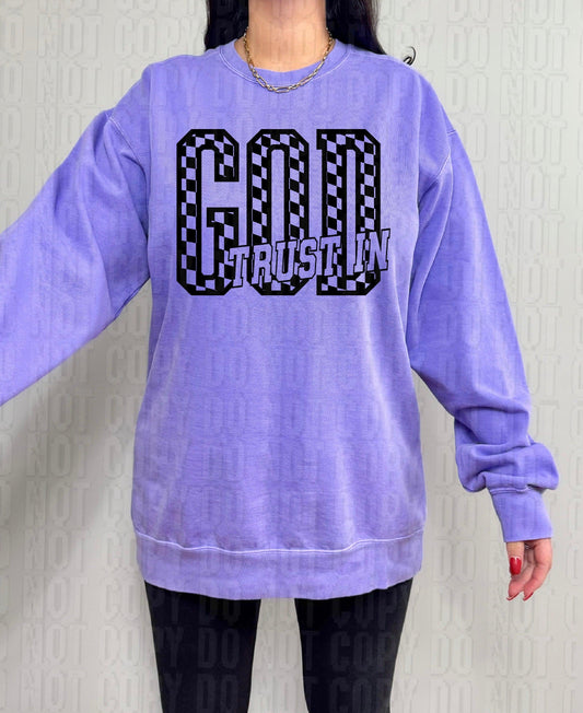 Trust In God Black Font DTF Transfer