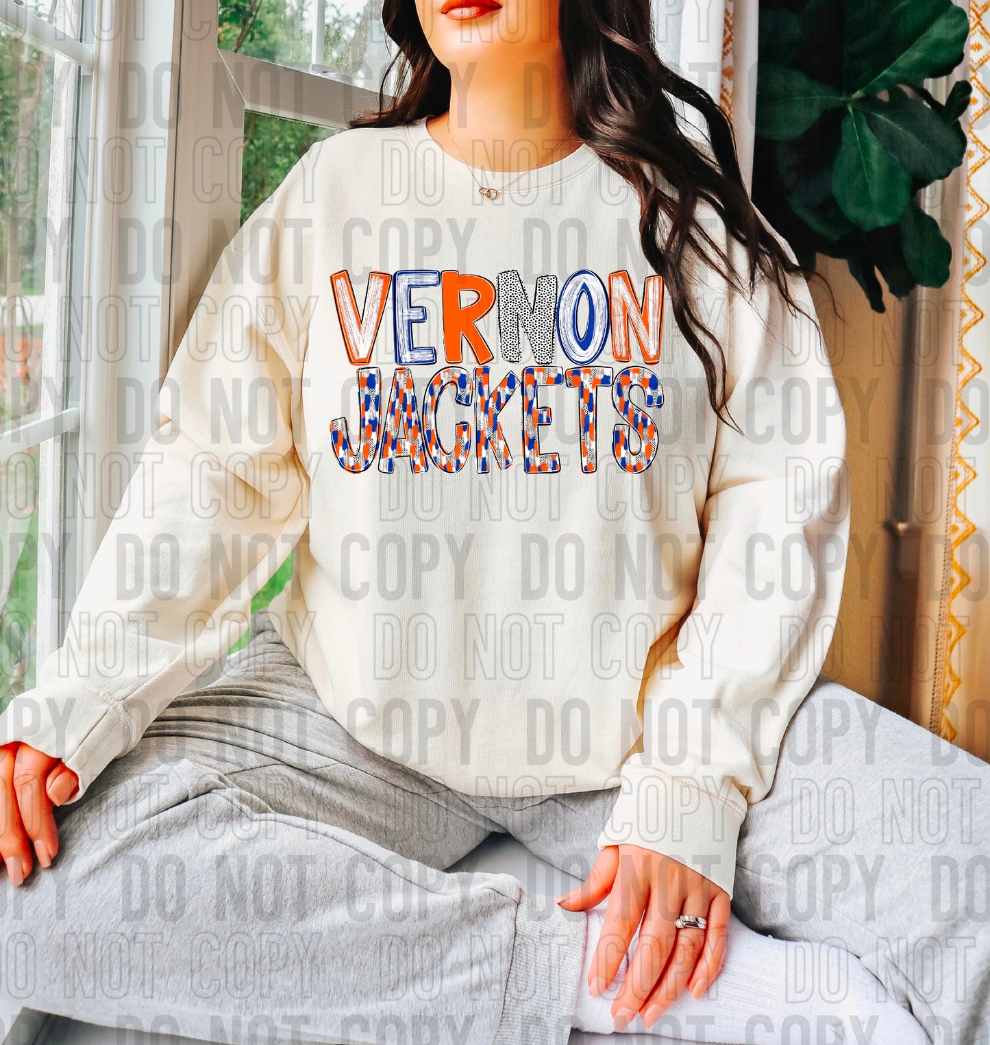 Vernon Jackets Poppy Blue Orange DTF Transfer