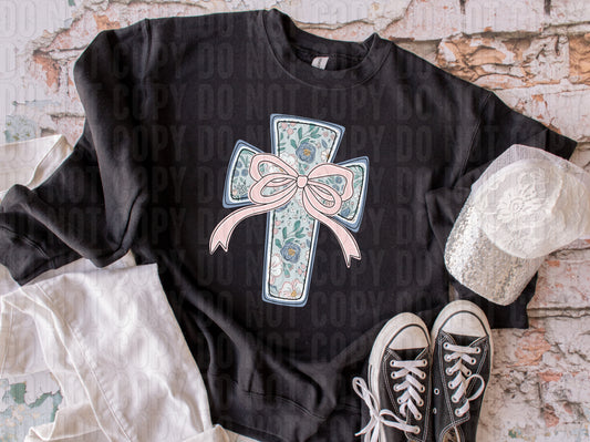 Floral Cross Coquette DTF Transfer