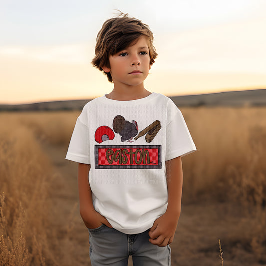 Turkey Hunter (Boy) With Name Plate Personalized DTF Transfer