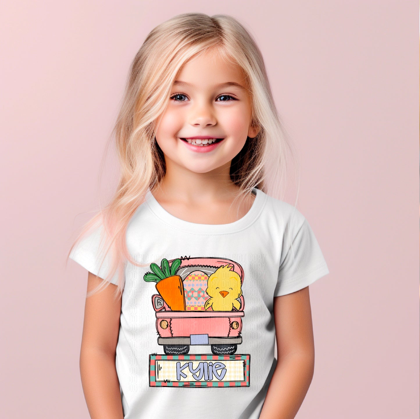 Easter Truck (Girl) With Name Plate Personalized DTF Transfer