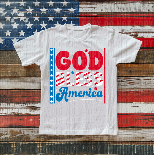 God Bless America Doodle DTF Transfer