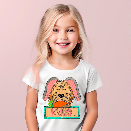 Golden Doodle With Carrot (Girl) With Name Plate Personalized DTF Transfer