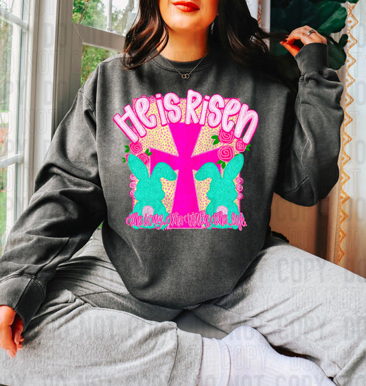 He Is Risen Bunnies DTF Transfer