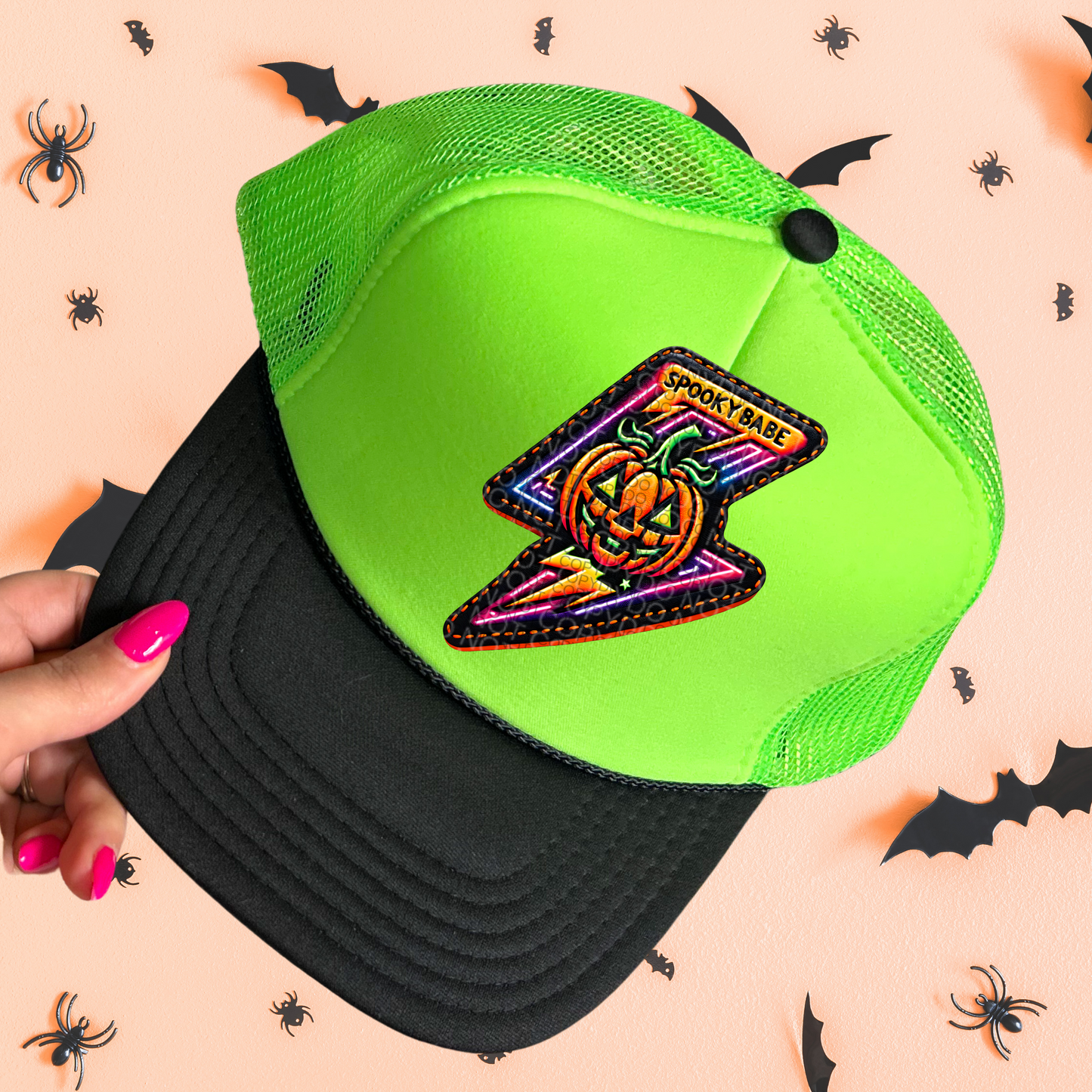 Spooky Babe Pumpkin Hat Patch DTF Transfer