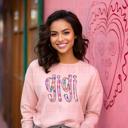 Gigi Floral Quilted Name DTF Transfer