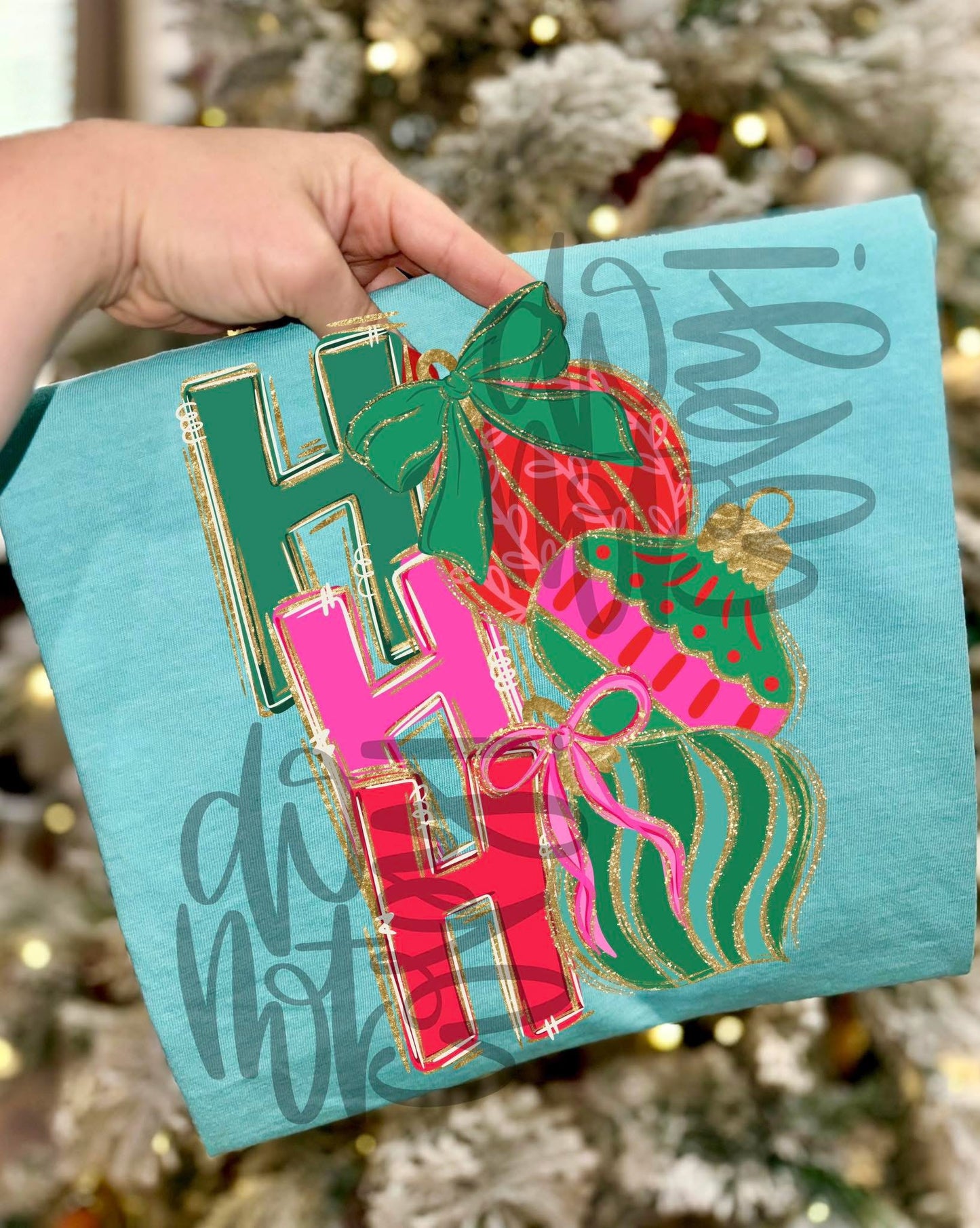 Ho Ho Ho With Bow DTF Transfer