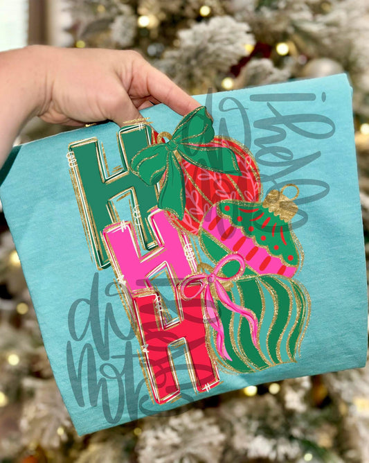 Ho Ho Ho With Bow DTF Transfer