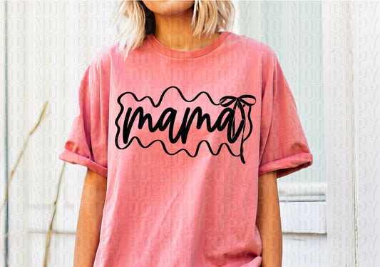 Mama Bow Black Font DTF Transfer