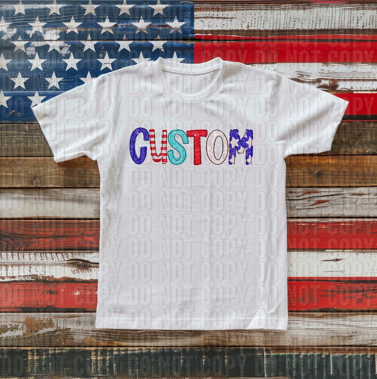 Patriotic Glitter Name Personalized DTF Transfer