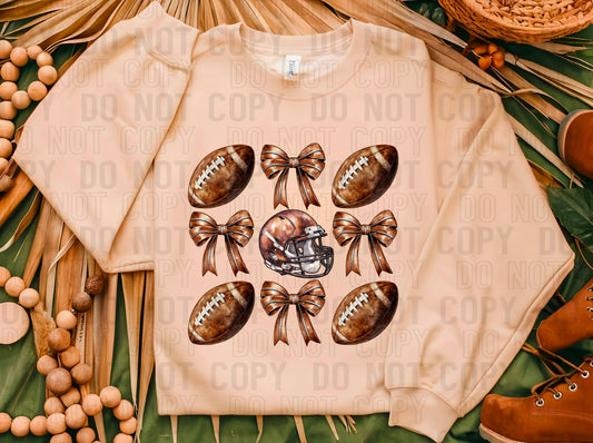 Vintage Football And Bow Icons DTF Transfer