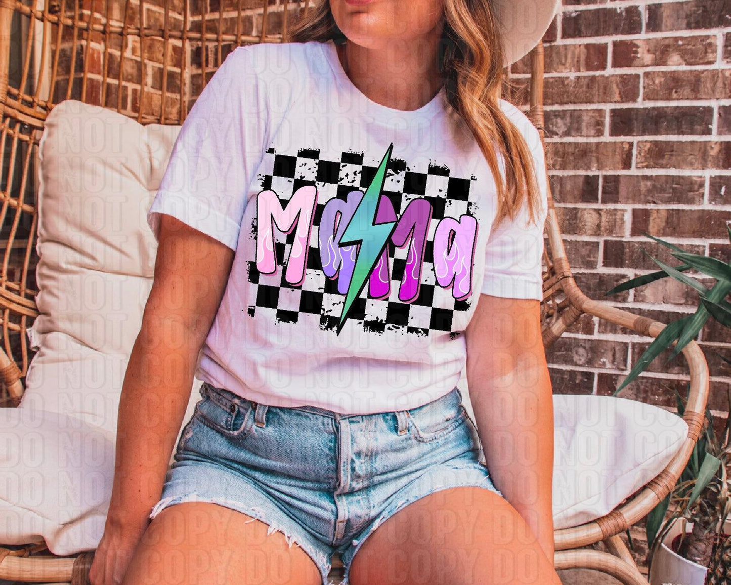 Mama Purple Lightning Bolt DTF Transfer