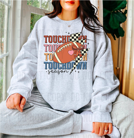 Touchdown Season Checkered Bolt DTF Transfer