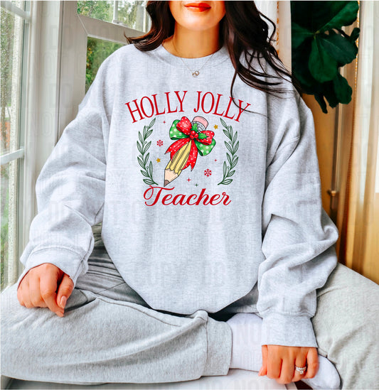 Holly Jolly Teacher Coquette DTF Transfer