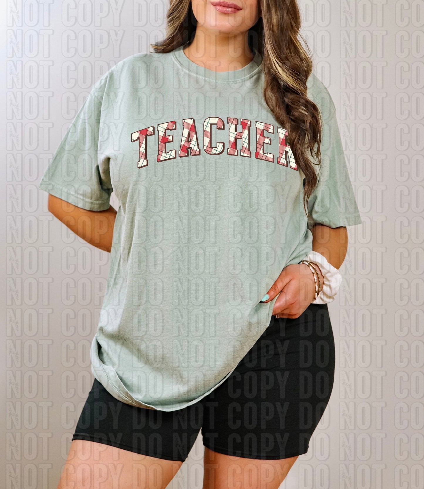 Teacher Plaid Christmas Name DTF Transfer