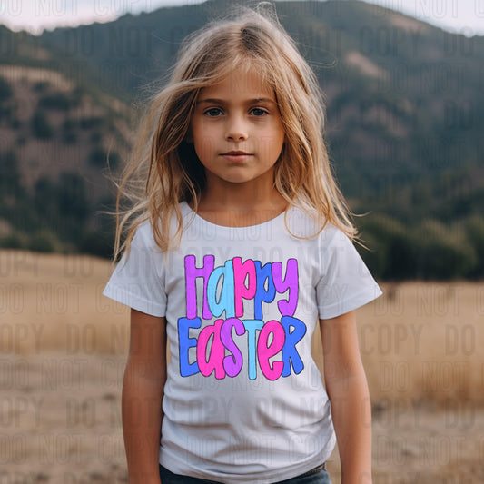 Happy Easter Purple DTF Transfer