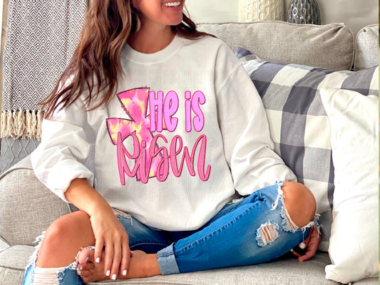 He Is Risen Pink DTF Transfer