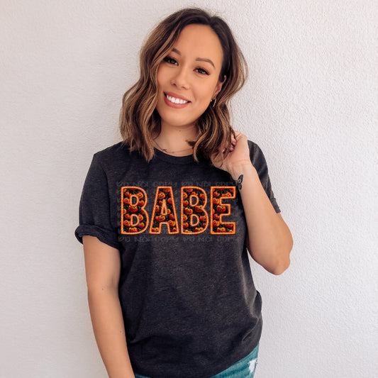 Babe Pumpkin Faux Embroidery DTF Transfer