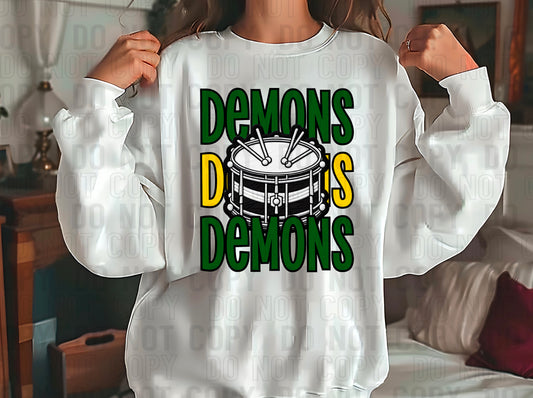 Demons Band Forest Green Yellow DTF Transfer