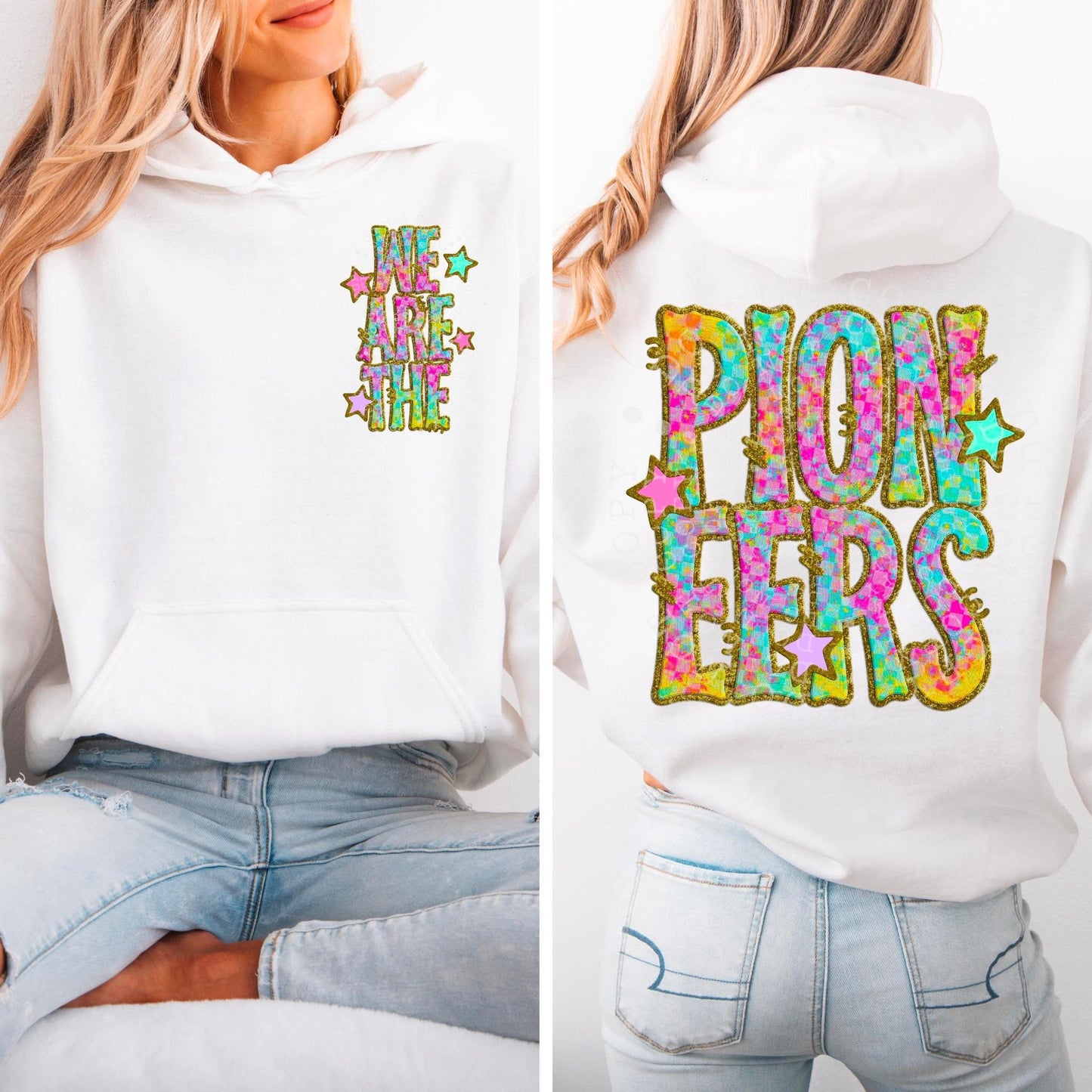 Pioneers Star Neon Checker Mascot Front/Back DTF Transfer