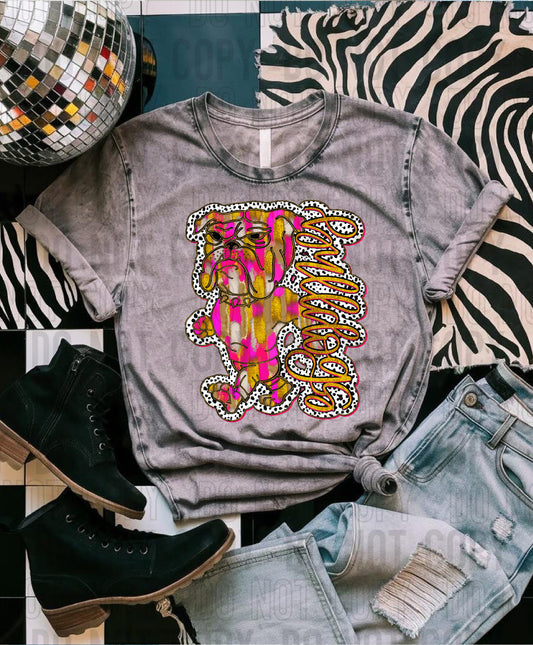 Bulldogs Pink Gold Mascot DTF Transfer
