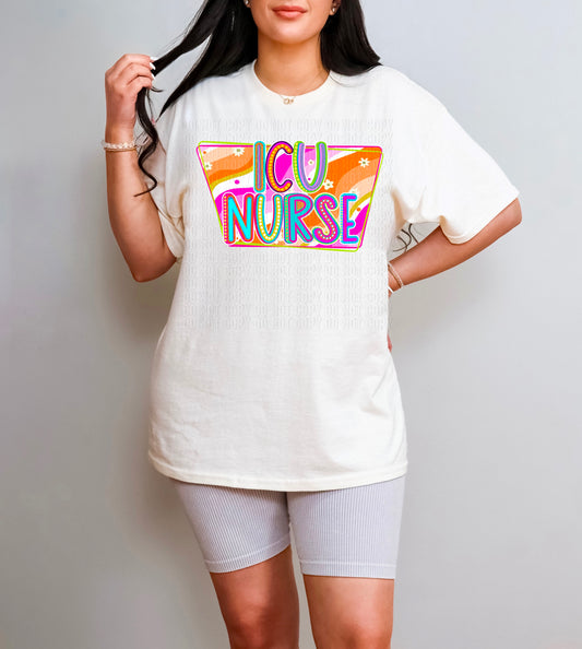 ICU Nurse Colorful Retro DTF Transfer