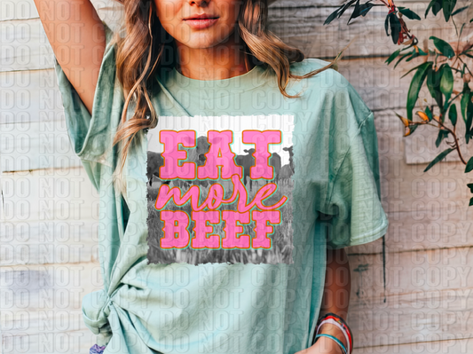 Eat More Beef Pink/Teal DTF Transfer