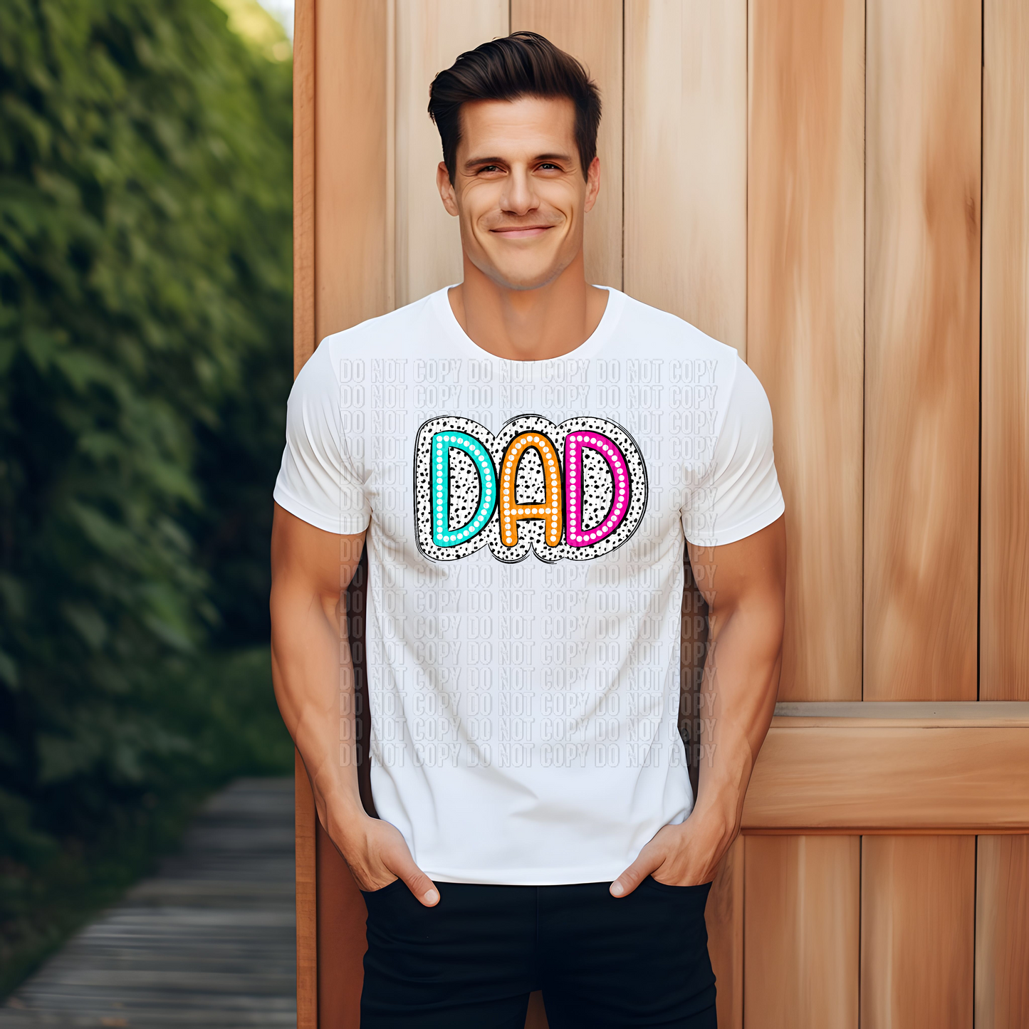 Dad Bright Dalmatian Dots DTF Transfer