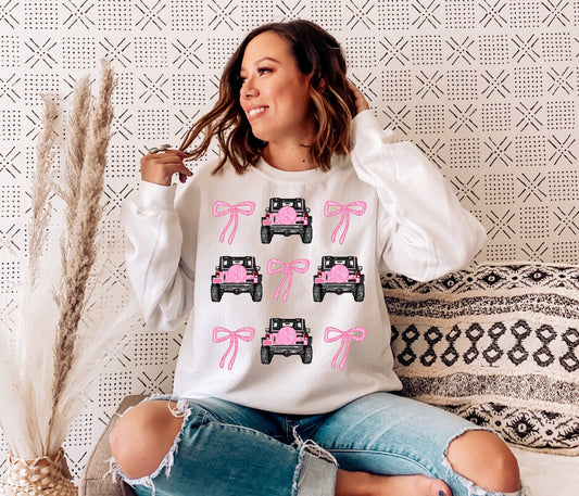 Pink Floral Jeep Bow Icons DTF Transfer