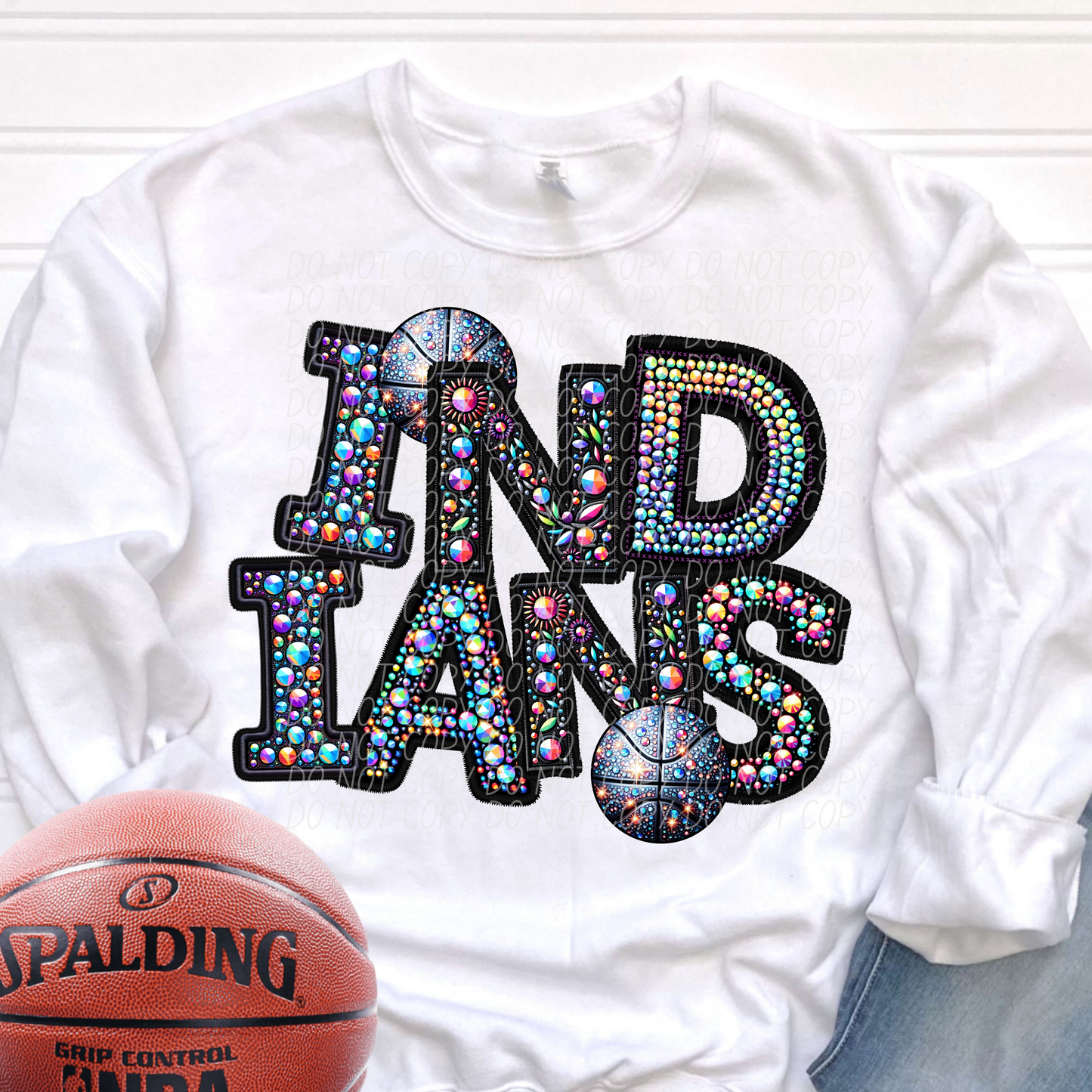 Indians Rhinestone Basketball Mascot DTF Transfer