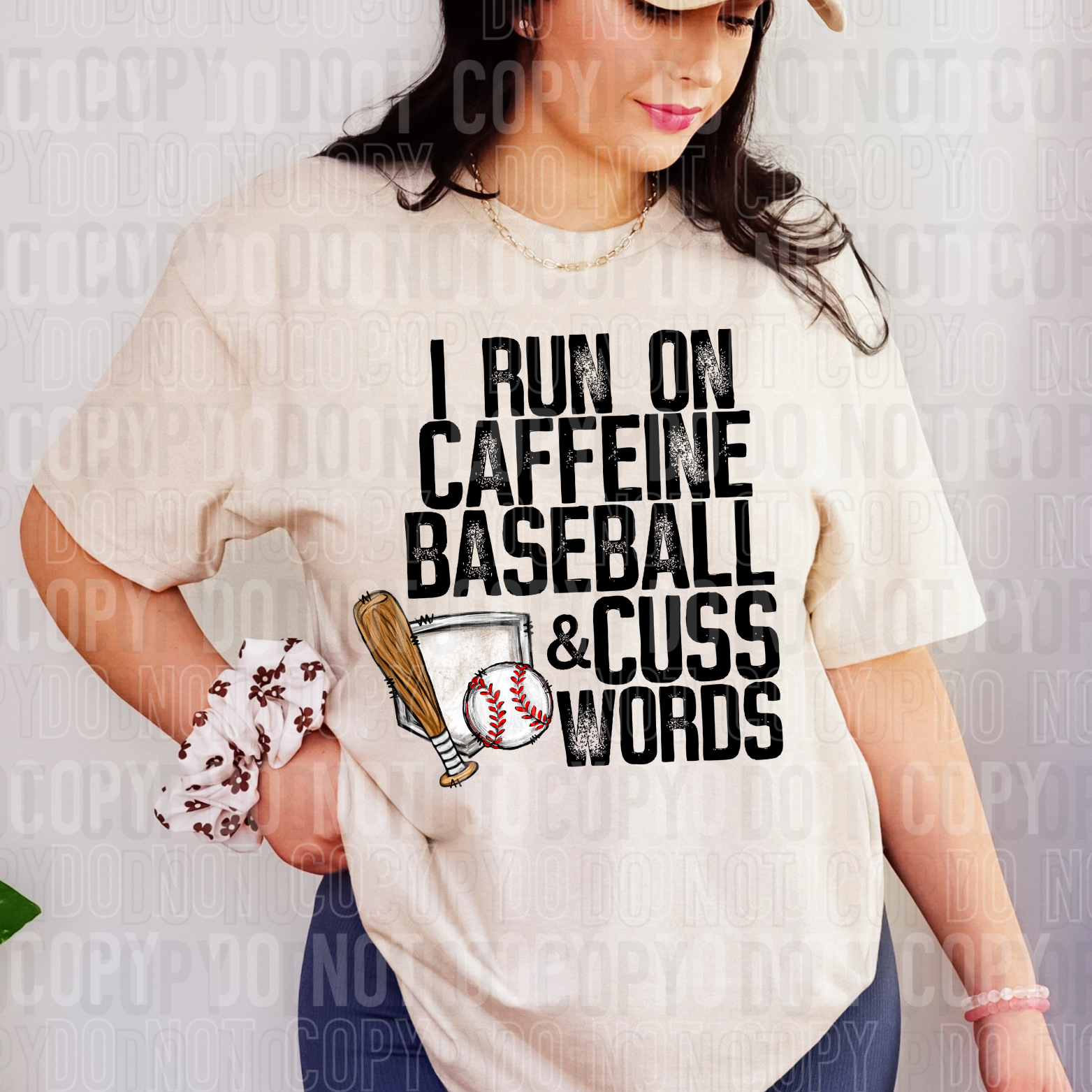 I Run On Caffeine Baseball & Cuss Words DTF Transfer