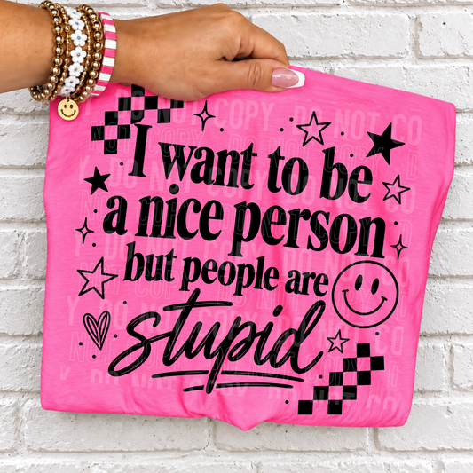 I Want To Be A Nice Person DTF Transfer
