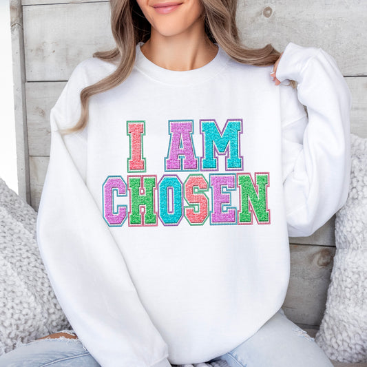 I Am Chosen Chenille Faux Embroidery DTF Transfer