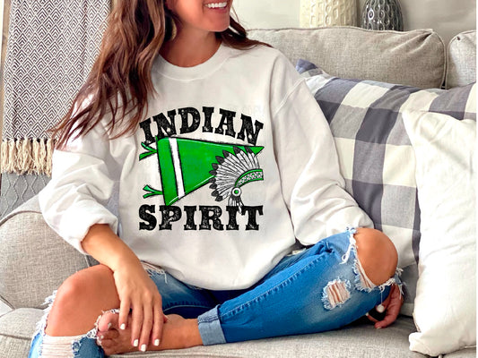 Indian Spirit Pennant Mascot Green DTF Transfer