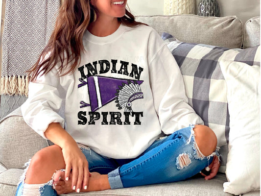 Indian Spirit Pennant Mascot Purple DTF Transfer