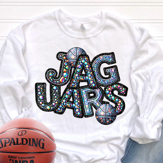 Jaguars Rhinestone Basketball Mascot DTF Transfer