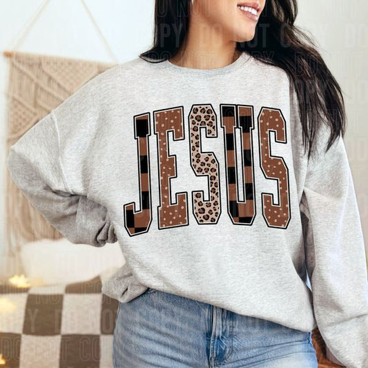 Jesus Fall Checkered DTF Transfer
