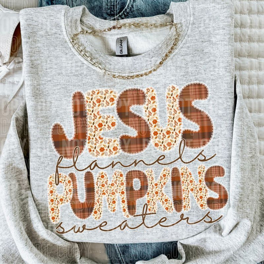 Jesus Flannels Pumpkins Sweaters DTF Transfer