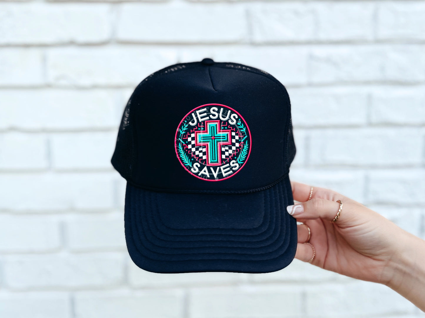 Jesus Saves Hat Patch DTF Transfer