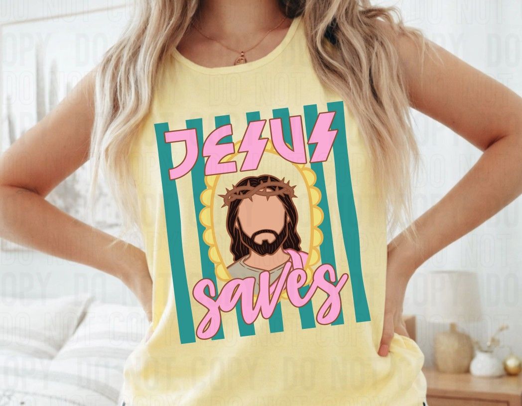 Jesus Saves Stripes DTF Transfer