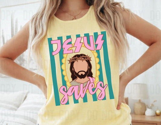 Jesus Saves Stripes DTF Transfer