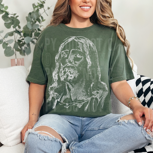 Jesus Sketch DTF Transfer