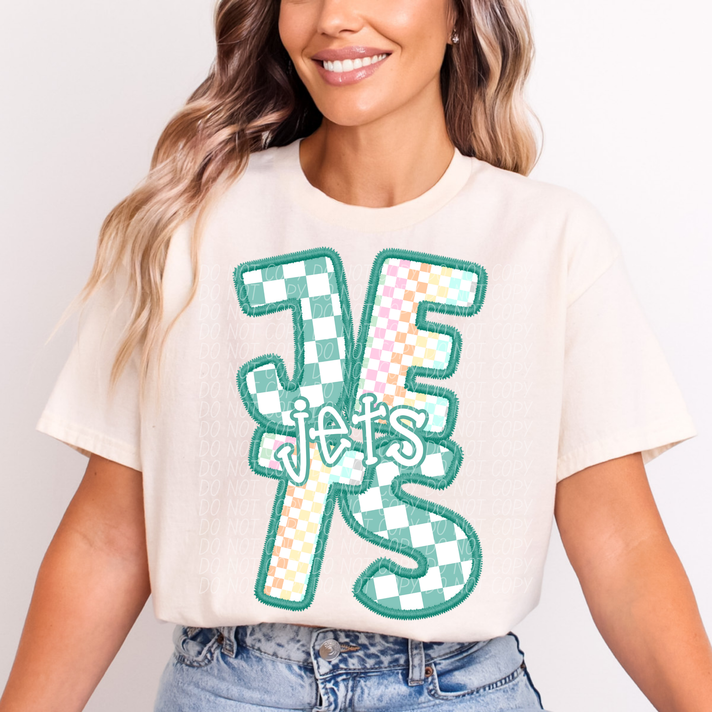 JETS CS Checker Mascot DTF Transfer