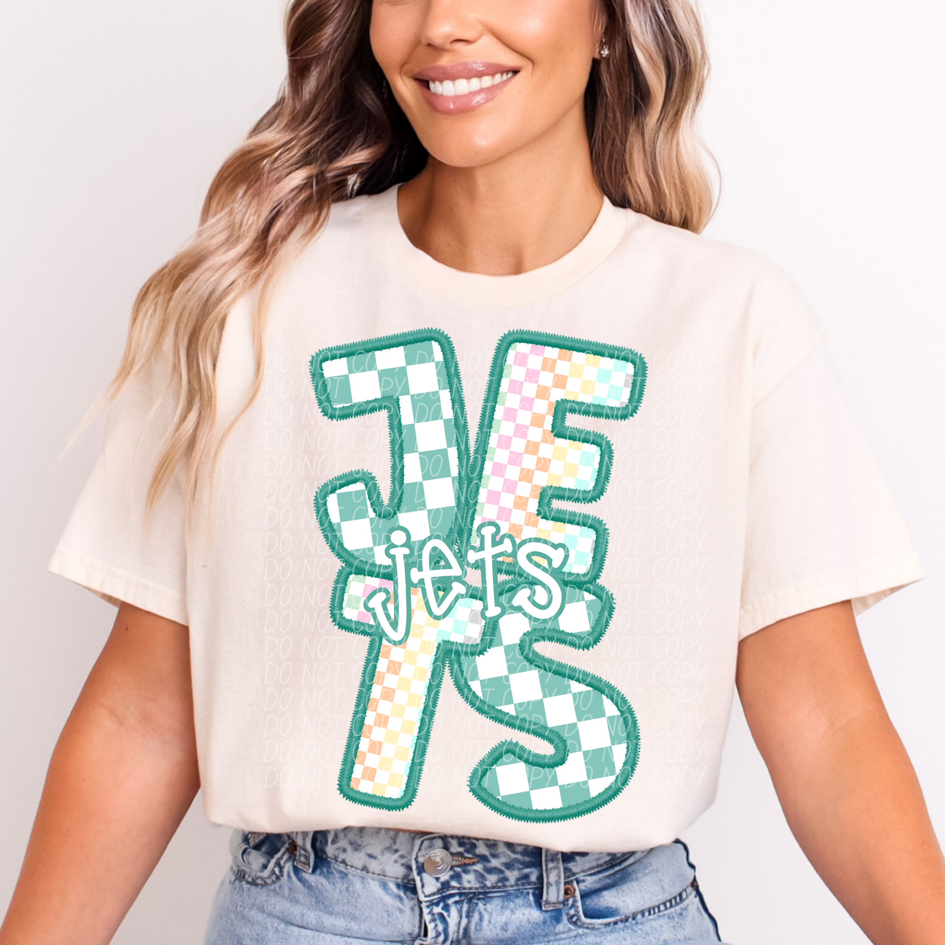 JETS CS Checker Mascot DTF Transfer